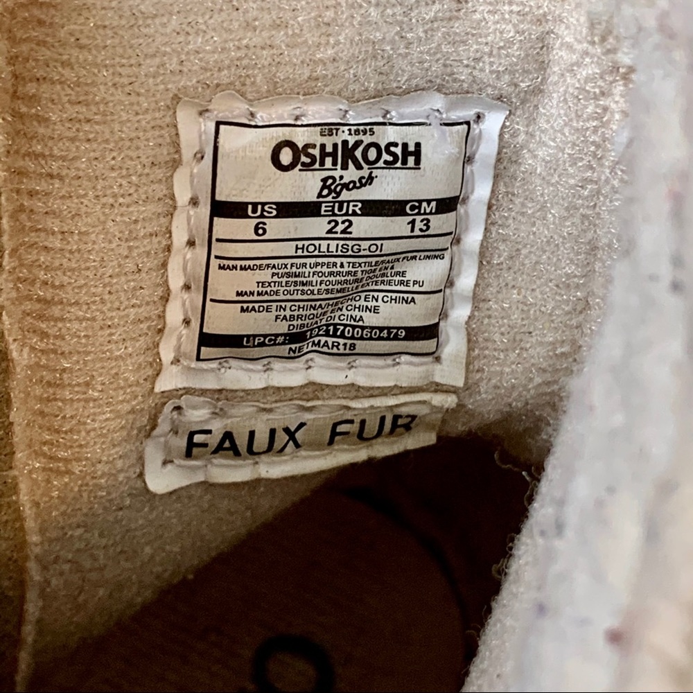 OSHKOSH Faux Fur Zippered Tan Boots—SZ. 6 - Picture 12 of 12